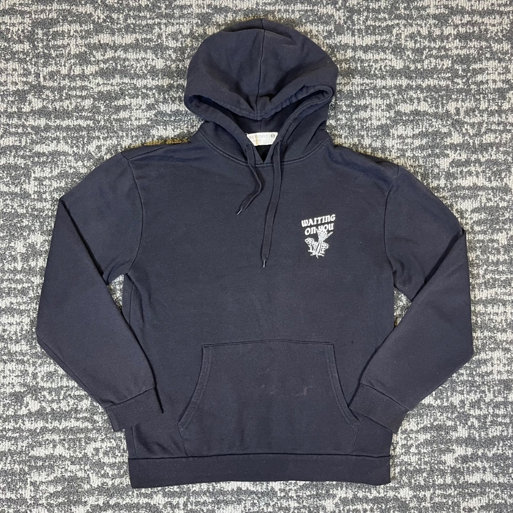 Retrofit Waiting On‎ You Tombstone Skeleton Graphic Hoodie Black Mens Small S
